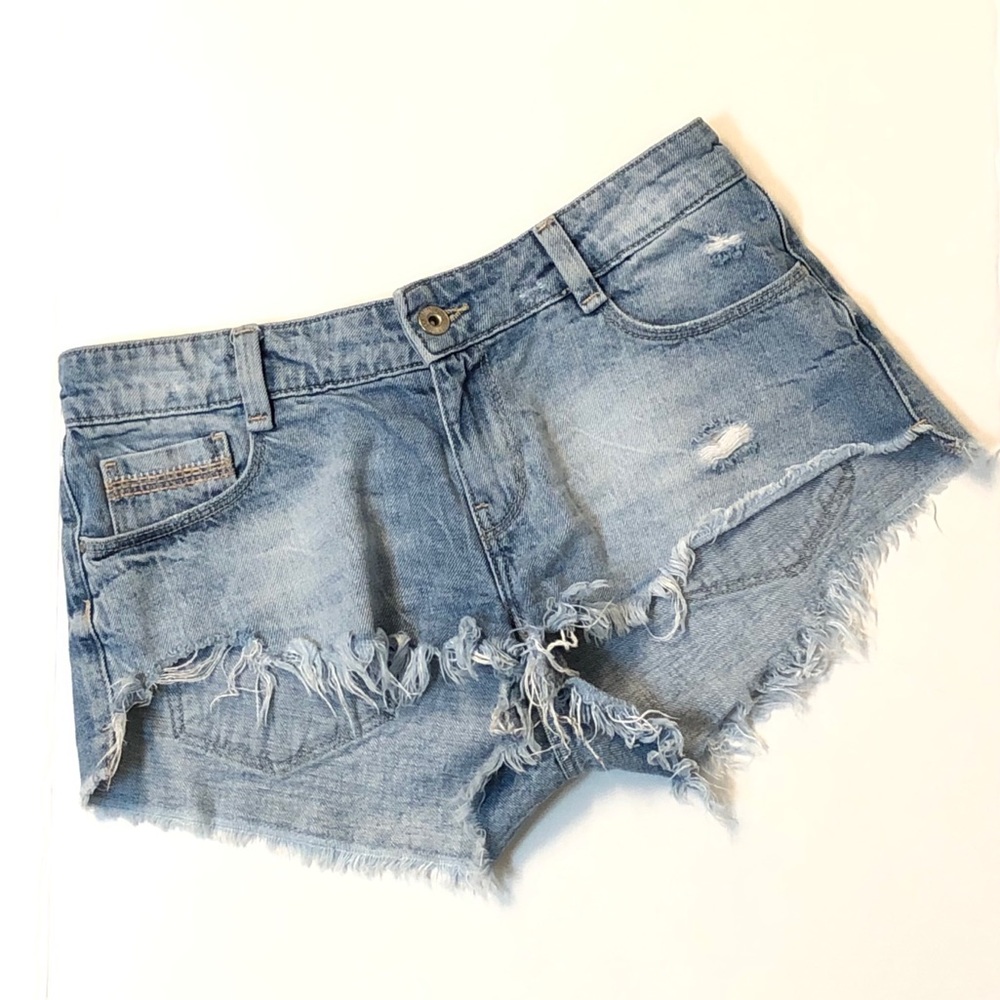 2/$20 Zara Light Wash Denim Distressed Jean Shorts